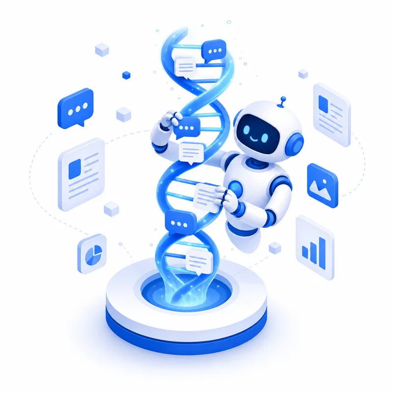 STEP2 DNAを設計。対話から配信DNAを設計する様子のイラスト